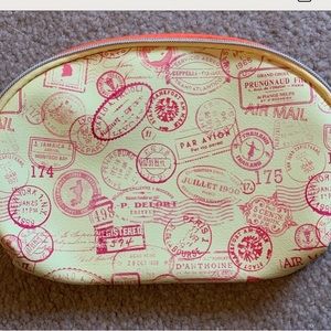 Ipsy makeup bag travel yellow/ coral